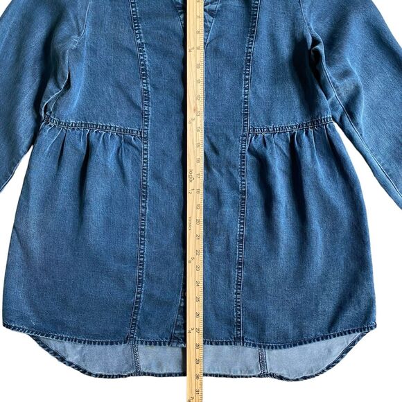 Soft Surroundings Tunic Shirt S Blue Chambray Long Sleeve Button Tencel Boho - Picture 5 of 8